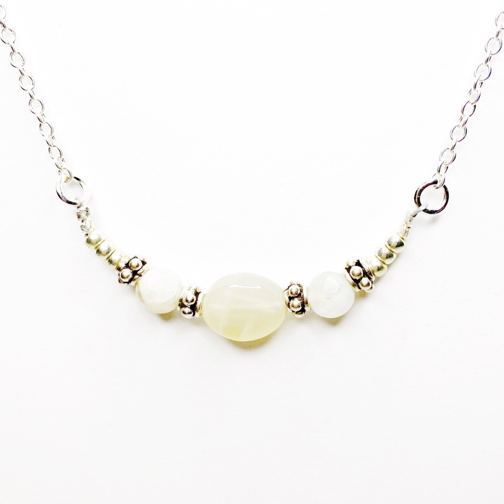 ShanRiLa White Moon Horizontal Pendant Necklace